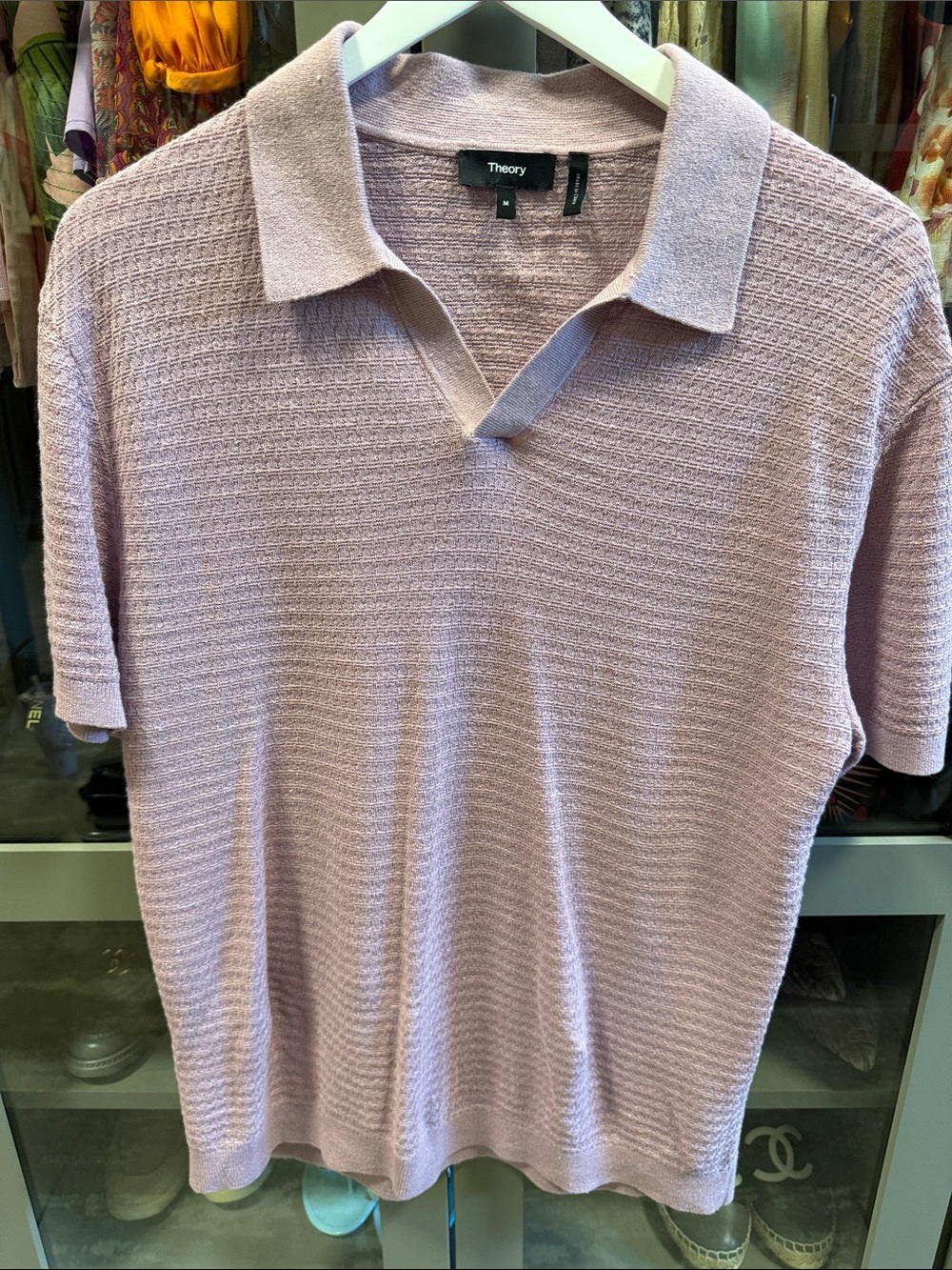 Theory Men's Lilac Polo-Style Knit Shirt